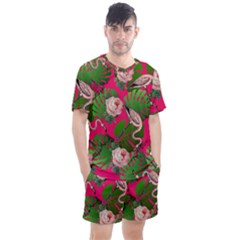 Flamingo Floral Pink Men s Mesh Tee And Shorts Set