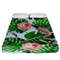 Flamingo Floral Blue Fitted Sheet (King Size) View1