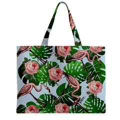 Flamingo Floral Blue Zipper Mini Tote Bag by snowwhitegirl