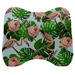 Flamingo Floral Blue Velour Head Support Cushion by snowwhitegirl