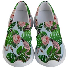 Flamingo Floral Blue Kid s Lightweight Slip Ons by snowwhitegirl