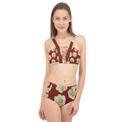 Red Tulips Cage Up Bikini Set