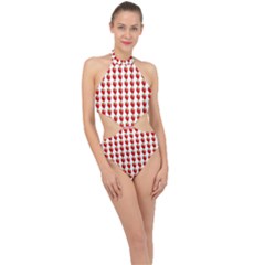 Strawberries Halter Side Cut Swimsuit