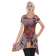 Pinup Floral Short Sleeve Side Drop Tunic by snowwhitegirl