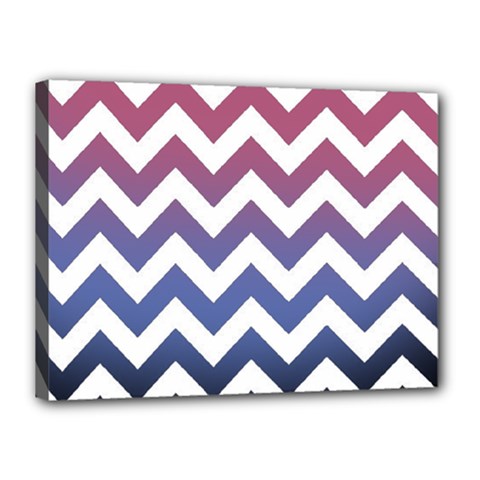 Pink Blue Black Ombre Chevron Canvas 16  X 12  by snowwhitegirl