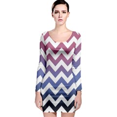 Pink Blue Black Ombre Chevron Long Sleeve Bodycon Dress by snowwhitegirl