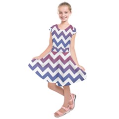 Pink Blue Black Ombre Chevron Kids  Short Sleeve Dress by snowwhitegirl