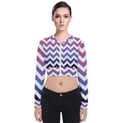 Pink Blue Black Ombre Chevron Zip Up Bomber Jacket by snowwhitegirl