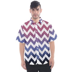 Pink Blue Black Ombre Chevron Men s Short Sleeve Shirt