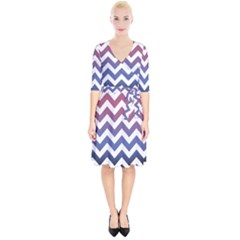 Pink Blue Black Ombre Chevron Wrap Up Cocktail Dress by snowwhitegirl