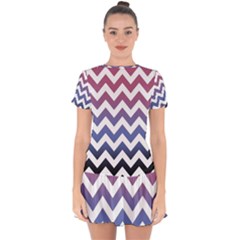 Pink Blue Black Ombre Chevron Drop Hem Mini Chiffon Dress by snowwhitegirl