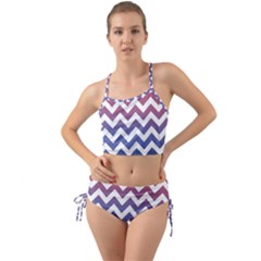 Pink Blue Black Ombre Chevron Mini Tank Bikini Set by snowwhitegirl