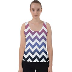 Pink Blue Black Ombre Chevron Velvet Tank Top