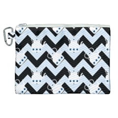 Blue Teapot Chevron Canvas Cosmetic Bag (xl) by snowwhitegirl