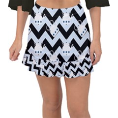 Blue Teapot Chevron Fishtail Mini Chiffon Skirt