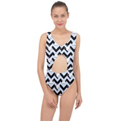 Blue Teapot Chevron Center Cut Out Swimsuit