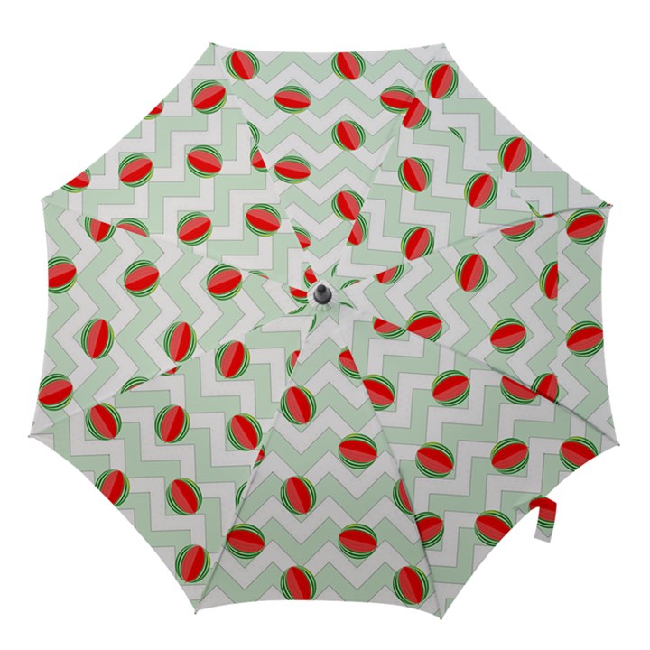 Watermelon Chevron Green Hook Handle Umbrellas (Large)