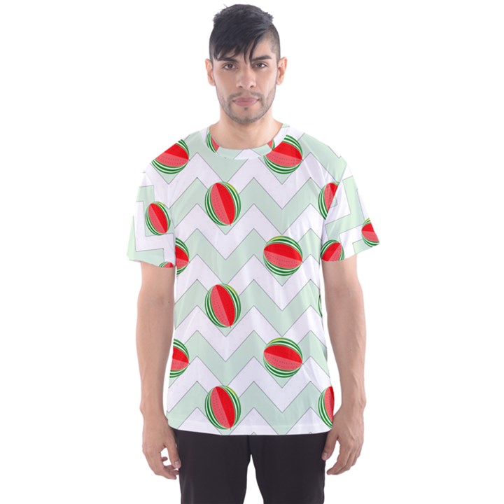 Watermelon Chevron Green Men s Sports Mesh Tee