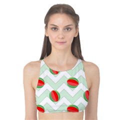 Watermelon Chevron Green Tank Bikini Top by snowwhitegirl