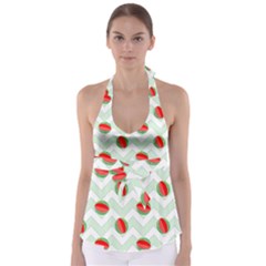 Watermelon Chevron Green Babydoll Tankini Top by snowwhitegirl