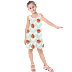 Watermelon Chevron Green Kids  Sleeveless Dress by snowwhitegirl