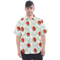 Watermelon Chevron Green Men s Short Sleeve Shirt