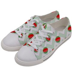 Watermelon Chevron Green Women s Low Top Canvas Sneakers by snowwhitegirl