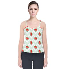 Watermelon Chevron Green Velvet Spaghetti Strap Top