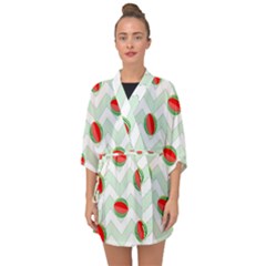 Watermelon Chevron Green Half Sleeve Chiffon Kimono by snowwhitegirl