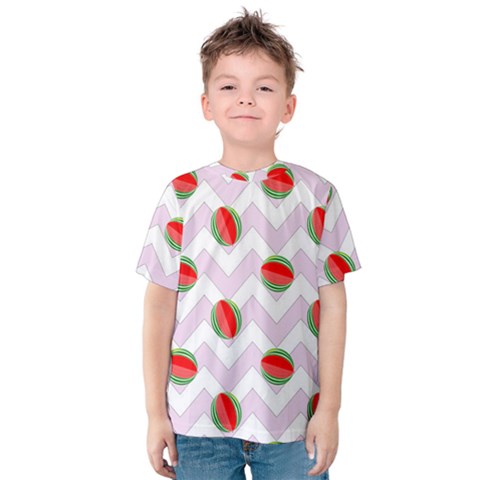 Watermelon Chevron Kids  Cotton Tee by snowwhitegirl