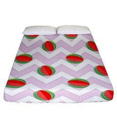 Watermelon Chevron Fitted Sheet (california King Size) by snowwhitegirl