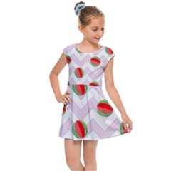 Watermelon Chevron Kids Cap Sleeve Dress by snowwhitegirl