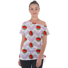 Watermelon Chevron Tie-up Tee