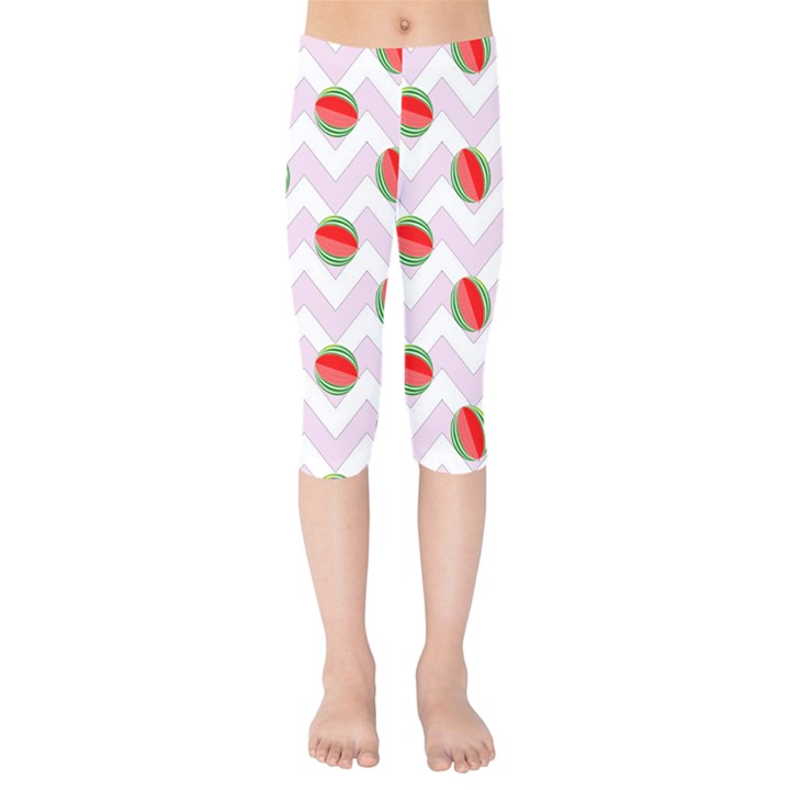 Watermelon Chevron Kids  Capri Leggings 