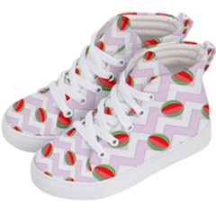 Watermelon Chevron Kid s Hi-top Skate Sneakers by snowwhitegirl