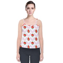 Watermelon Chevron Velvet Spaghetti Strap Top