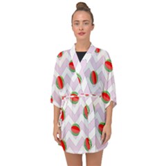 Watermelon Chevron Half Sleeve Chiffon Kimono