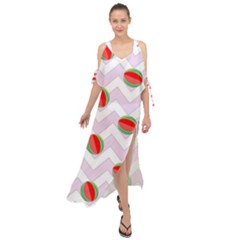 Watermelon Chevron Maxi Chiffon Cover Up Dress