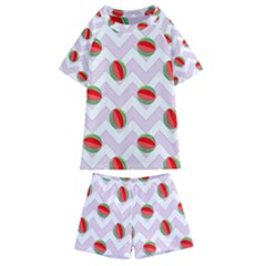 Watermelon Chevron Kids  Swim Tee And Shorts Set