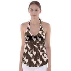 Brown Deer Pattern Babydoll Tankini Top by snowwhitegirl