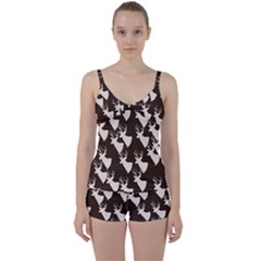 Brown Deer Pattern Tie Front Two Piece Tankini by snowwhitegirl