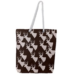 Brown Deer Pattern Full Print Rope Handle Tote (large) by snowwhitegirl