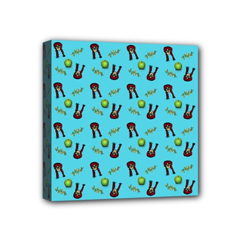 School Girl Pattern Blue Mini Canvas 4  X 4  by snowwhitegirl