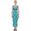 School Girl Pattern Blue Fitted Maxi Dress View1