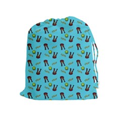 School Girl Pattern Blue Drawstring Pouch (xl) by snowwhitegirl