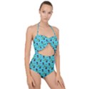 School Girl Pattern Blue Scallop Top Cut Out Swimsuit View1