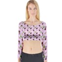 School Girl Pattern Pink Long Sleeve Crop Top View1