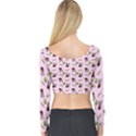 School Girl Pattern Pink Long Sleeve Crop Top View2