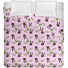 School Girl Pattern Pink Duvet Cover Double Side (King Size)