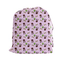 School Girl Pattern Pink Drawstring Pouch (XXL)